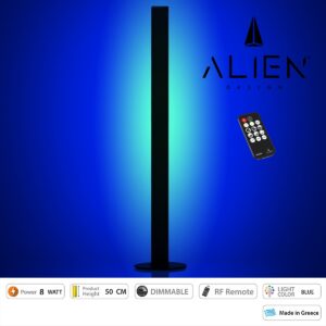 GloboStar® ALIEN-DIVA-BLACK-50-6 ALIEN Design DIVA Μοντέρνο Minimal Nordic Μεταλλικό Φωτιστικό Επιτραπέζιο – Πορτατίφ – Λαμπατέρ Μαύρο LED 8W 800lm με Ασύρματο Χειριστήριο RF & Dimmer IP20 Μπλε Μ3 x Π1.6 x Υ50cm
