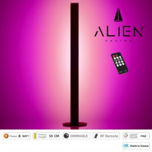 GloboStar® ALIEN-DIVA-BLACK-50-7 ALIEN Design DIVA Μοντέρνο Minimal Nordic Μεταλλικό Φωτιστικό Επιτραπέζιο – Πορτατίφ – Λαμπατέρ Μαύρο LED 8W 800 lm με Ασύρματο Χειριστήριο RF & Dimmer IP20 Ροζ Μ3 x Π1.6 x Υ50cm