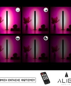 GloboStar® ALIEN-DIVA-BLACK-50-7 ALIEN Design DIVA Μοντέρνο Minimal Nordic Μεταλλικό Φωτιστικό Επιτραπέζιο – Πορτατίφ – Λαμπατέρ Μαύρο LED 8W 800 lm με Ασύρματο Χειριστήριο RF & Dimmer IP20 Ροζ Μ3 x Π1.6 x Υ50cm