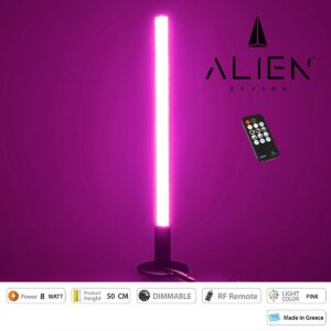 GloboStar® ALIEN-DIVA-BLACK-50-7 ALIEN Design DIVA Μοντέρνο Minimal Nordic Μεταλλικό Φωτιστικό Επιτραπέζιο – Πορτατίφ – Λαμπατέρ Μαύρο LED 8W 800 lm με Ασύρματο Χειριστήριο RF & Dimmer IP20 Ροζ Μ3 x Π1.6 x Υ50cm