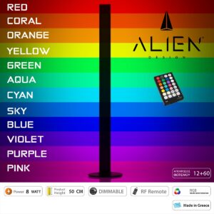 GloboStar® ALIEN-DIVA-BLACK-50-8 ALIEN Design DIVA Μοντέρνο Minimal Nordic Μεταλλικό Φωτιστικό Επιτραπέζιο – Πορτατίφ – Λαμπατέρ Μαύρο LED 8W 800lm με Ασύρματο Χειριστήριο RF & Dimmer IP20 Πολύχρωμο RGB Μ3 x Π1.6 x Υ50cm