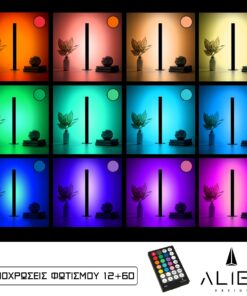 GloboStar® ALIEN-DIVA-BLACK-50-8 ALIEN Design DIVA Μοντέρνο Minimal Nordic Μεταλλικό Φωτιστικό Επιτραπέζιο – Πορτατίφ – Λαμπατέρ Μαύρο LED 8W 800lm με Ασύρματο Χειριστήριο RF & Dimmer IP20 Πολύχρωμο RGB Μ3 x Π1.6 x Υ50cm