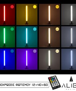 GloboStar® ALIEN-DIVA-BLACK-50-9 ALIEN Design DIVA Μοντέρνο Minimal Nordic Μεταλλικό Φωτιστικό Επιτραπέζιο – Πορτατίφ – Λαμπατέρ Μαύρο LED 10W 1500lm με Ασύρματο Χειριστήριο RF & Dimmer IP20 Πολύχρωμο + CCT – RGBW + WW Μ3 x Π1.6 x Υ50cm