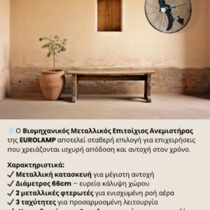 ΑΝΕΜΙΣΤΗΡΑΣ ΒΙΟΜΗΧΑΝΙΚΟΣ ΜΕΤΑΛΛΙΚΟΣ ΤΟΙΧΟΥ ΜΑΥΡΟΣ ΜΕ ΚΟΝΤΡΟΛ Φ71 180W EUROLAMP 147-29042