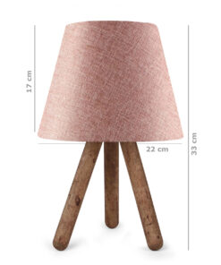 GloboStar® CAP 204-0070 Μοντέρνο Eπιτραπέζιο Φωτιστικό Μονόφωτο 1 x E27 IP20 Καρυδί Ξύλο με Ροζ Ύφασμα – Μ22 x Π22 x Υ33cm