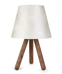 GloboStar® CAP 204-0069 Μοντέρνο Eπιτραπέζιο Φωτιστικό Μονόφωτο 1 x E27 IP20 Καρυδί Ξύλο με Λευκό Ύφασμα – Μ22 x Π22 x Υ33cm