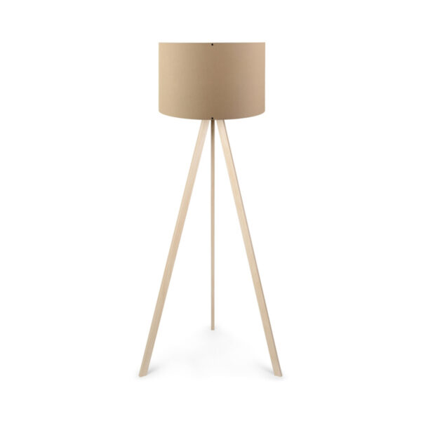 GloboStar® SAGA 204-0043 Μοντέρνο Eπιδαπέδιο Φωτιστικό Μονόφωτο 1 x E27 IP20 Μπεζ Ξύλο με Μπεζ Ύφασμα – Μ38 x Π38 x Υ140cm