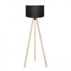 GloboStar® SAGA 204-0041 Μοντέρνο Eπιδαπέδιο Φωτιστικό Μονόφωτο 1 x E27 IP20 Μπεζ Ξύλο με Μαύρο Ύφασμα – Μ38 x Π38 x Υ140cm