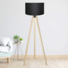 GloboStar® SAGA 204-0041 Μοντέρνο Eπιδαπέδιο Φωτιστικό Μονόφωτο 1 x E27 IP20 Μπεζ Ξύλο με Μαύρο Ύφασμα – Μ38 x Π38 x Υ140cm