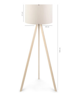 GloboStar® SAGA 204-0046 Μοντέρνο Eπιδαπέδιο Φωτιστικό Μονόφωτο 1 x E27 IP20 Μπεζ Ξύλο με Λευκό Ύφασμα – Μ38 x Π38 x Υ140cm