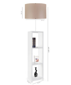 GloboStar® WOODO 204-0052 Μοντέρνο Eπιδαπέδιο Φωτιστικό Μονόφωτο 1 x E27 IP20 Λευκό Ξύλο με Μπεζ Ύφασμα – Μ38 x Π38 x Υ150cm