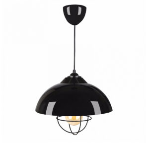 GloboStar® INDUSTRY 204-0110 Μοντέρνο Κρεμαστό Φωτιστικό Καμπάνα Μονόφωτο 1 x E27 IP20 Μαύρο Μέταλλο – Μ30 x Π30 x Υ70cm