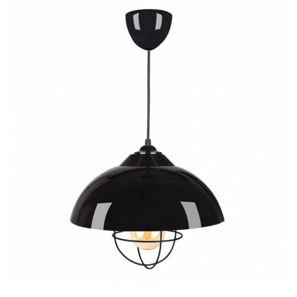 GloboStar® INDUSTRY 204-0110 Μοντέρνο Κρεμαστό Φωτιστικό Καμπάνα Μονόφωτο 1 x E27 IP20 Μαύρο Μέταλλο – Μ30 x Π30 x Υ70cm