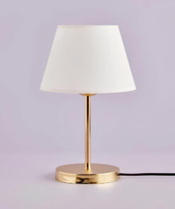 GloboStar® GLOSSY 204-0071 Μοντέρνο Eπιτραπέζιο Φωτιστικό Μονόφωτο 1 x E27 IP20 Χρυσό Μέταλλο με Λευκό Ύφασμα – Μ22 x Π22 x Υ37cm