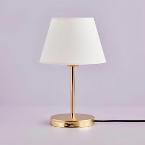 GloboStar® GLOSSY 204-0071 Μοντέρνο Eπιτραπέζιο Φωτιστικό Μονόφωτο 1 x E27 IP20 Χρυσό Μέταλλο με Λευκό Ύφασμα – Μ22 x Π22 x Υ37cm