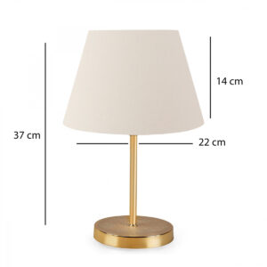 GloboStar® GLOSSY 204-0071 Μοντέρνο Eπιτραπέζιο Φωτιστικό Μονόφωτο 1 x E27 IP20 Χρυσό Μέταλλο με Λευκό Ύφασμα – Μ22 x Π22 x Υ37cm