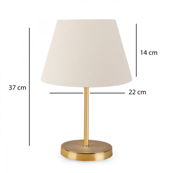 GloboStar® GLOSSY 204-0071 Μοντέρνο Eπιτραπέζιο Φωτιστικό Μονόφωτο 1 x E27 IP20 Χρυσό Μέταλλο με Λευκό Ύφασμα – Μ22 x Π22 x Υ37cm
