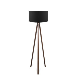 GloboStar® SAGA 204-0038 Μοντέρνο Eπιδαπέδιο Φωτιστικό Μονόφωτο 1 x E27 IP20 Καρυδί Ξύλο με Μαύρο Ύφασμα – Μ38 x Π38 x Υ140cm