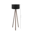 GloboStar® SAGA 204-0038 Μοντέρνο Eπιδαπέδιο Φωτιστικό Μονόφωτο 1 x E27 IP20 Καρυδί Ξύλο με Μαύρο Ύφασμα – Μ38 x Π38 x Υ140cm