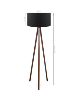 GloboStar® SAGA 204-0038 Μοντέρνο Eπιδαπέδιο Φωτιστικό Μονόφωτο 1 x E27 IP20 Καρυδί Ξύλο με Μαύρο Ύφασμα – Μ38 x Π38 x Υ140cm