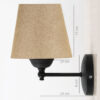 GloboStar® PAM 204-0112 Μοντέρνο Επιτοίχειο Φωτιστικό Aπλίκα Μονόφωτο 1 x E27 IP20 Μαύρο Μέταλλο με Μπεζ Ύφασμα – Μ23 x Π23 x Υ17cm