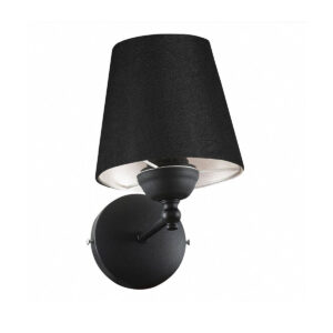 GloboStar® PAM 204-0113 Μοντέρνο Επιτοίχειο Φωτιστικό Aπλίκα Μονόφωτο 1 x E27 IP20 Μαύρο Μέταλλο με Μαύρο Ύφασμα – Μ23 x Π23 x Υ17cm