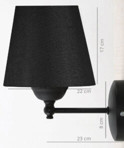 GloboStar® PAM 204-0113 Μοντέρνο Επιτοίχειο Φωτιστικό Aπλίκα Μονόφωτο 1 x E27 IP20 Μαύρο Μέταλλο με Μαύρο Ύφασμα – Μ23 x Π23 x Υ17cm