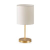 GloboStar® GLOSSY 204-0078 Μοντέρνο Eπιτραπέζιο Φωτιστικό Μονόφωτο 1 x E27 IP20 Χρυσό Μέταλλο με Μπεζ Ύφασμα – Μ15 x Π15 x Υ39cm