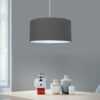 GloboStar® LOFTY 204-0093 Μοντέρνο Κρεμαστό Φωτιστικό Kαπέλο Μονόφωτο 1 x E27 IP20 Γκρι Ύφασμα – Μ38 x Π38 x Υ70cm