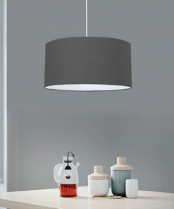 GloboStar® LOFTY 204-0093 Μοντέρνο Κρεμαστό Φωτιστικό Kαπέλο Μονόφωτο 1 x E27 IP20 Γκρι Ύφασμα – Μ38 x Π38 x Υ70cm