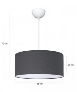 GloboStar® LOFTY 204-0093 Μοντέρνο Κρεμαστό Φωτιστικό Kαπέλο Μονόφωτο 1 x E27 IP20 Γκρι Ύφασμα – Μ38 x Π38 x Υ70cm