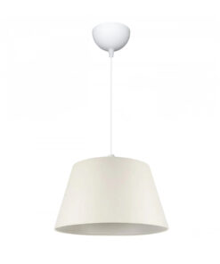 GloboStar® TRIANGLE 204-0089 Μοντέρνο Κρεμαστό Φωτιστικό Kαπέλο Μονόφωτο 1 x E27 IP20 Λευκό Ύφασμα – Μ37 x Π37 x Υ70cm