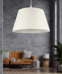 GloboStar® TRIANGLE 204-0089 Μοντέρνο Κρεμαστό Φωτιστικό Kαπέλο Μονόφωτο 1 x E27 IP20 Λευκό Ύφασμα – Μ37 x Π37 x Υ70cm