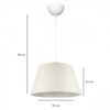GloboStar® TRIANGLE 204-0089 Μοντέρνο Κρεμαστό Φωτιστικό Kαπέλο Μονόφωτο 1 x E27 IP20 Λευκό Ύφασμα – Μ37 x Π37 x Υ70cm