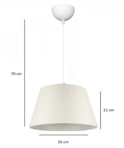 GloboStar® TRIANGLE 204-0089 Μοντέρνο Κρεμαστό Φωτιστικό Kαπέλο Μονόφωτο 1 x E27 IP20 Λευκό Ύφασμα – Μ37 x Π37 x Υ70cm