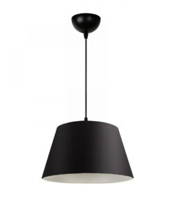 GloboStar® TRIANGLE 204-0088 Μοντέρνο Κρεμαστό Φωτιστικό Kαπέλο Μονόφωτο 1 x E27 IP20 Μαύρο Ύφασμα – Μ37 x Π37 x Υ70cm