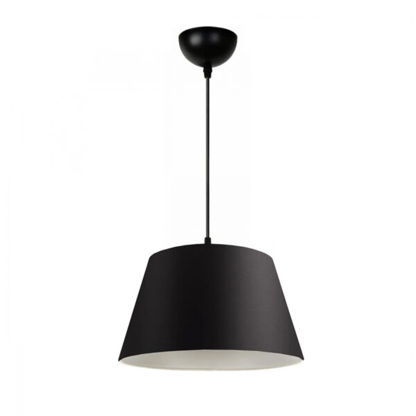 GloboStar® TRIANGLE 204-0088 Μοντέρνο Κρεμαστό Φωτιστικό Kαπέλο Μονόφωτο 1 x E27 IP20 Μαύρο Ύφασμα – Μ37 x Π37 x Υ70cm