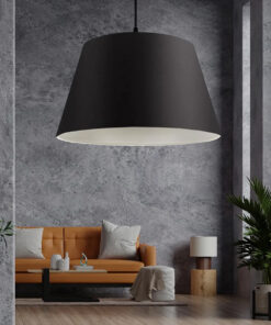 GloboStar® TRIANGLE 204-0088 Μοντέρνο Κρεμαστό Φωτιστικό Kαπέλο Μονόφωτο 1 x E27 IP20 Μαύρο Ύφασμα – Μ37 x Π37 x Υ70cm