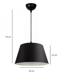 GloboStar® TRIANGLE 204-0088 Μοντέρνο Κρεμαστό Φωτιστικό Kαπέλο Μονόφωτο 1 x E27 IP20 Μαύρο Ύφασμα – Μ37 x Π37 x Υ70cm