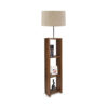 GloboStar® WOODO 204-0051 Μοντέρνο Eπιδαπέδιο Φωτιστικό Μονόφωτο 1 x E27 IP20 Καρυδί Ξύλο με Μπεζ Ύφασμα – Μ38 x Π38 x Υ150cm