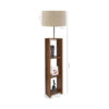 GloboStar® WOODO 204-0051 Μοντέρνο Eπιδαπέδιο Φωτιστικό Μονόφωτο 1 x E27 IP20 Καρυδί Ξύλο με Μπεζ Ύφασμα – Μ38 x Π38 x Υ150cm