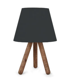 GloboStar® CAP 204-0068 Μοντέρνο Eπιτραπέζιο Φωτιστικό Μονόφωτο 1 x E27 IP20 Καρυδί Ξύλο με Μαύρο Ύφασμα – Μ22 x Π22 x Υ33cm