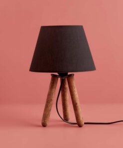 GloboStar® CAP 204-0068 Μοντέρνο Eπιτραπέζιο Φωτιστικό Μονόφωτο 1 x E27 IP20 Καρυδί Ξύλο με Μαύρο Ύφασμα – Μ22 x Π22 x Υ33cm