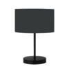 GloboStar® LARA 204-0076 Μοντέρνο Eπιτραπέζιο Φωτιστικό Μονόφωτο 1 x E27 IP20 Μαύρο Μέταλλο με Γκρι Ύφασμα – Μ24 x Π24 x Υ35cm