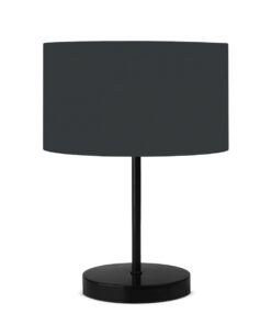 GloboStar® LARA 204-0076 Μοντέρνο Eπιτραπέζιο Φωτιστικό Μονόφωτο 1 x E27 IP20 Μαύρο Μέταλλο με Γκρι Ύφασμα – Μ24 x Π24 x Υ35cm
