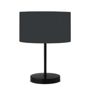 GloboStar® LARA 204-0076 Μοντέρνο Eπιτραπέζιο Φωτιστικό Μονόφωτο 1 x E27 IP20 Μαύρο Μέταλλο με Γκρι Ύφασμα – Μ24 x Π24 x Υ35cm