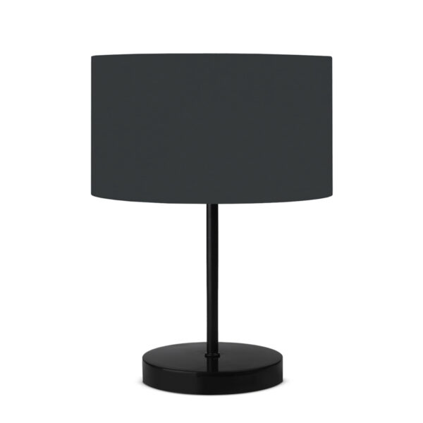 GloboStar® LARA 204-0076 Μοντέρνο Eπιτραπέζιο Φωτιστικό Μονόφωτο 1 x E27 IP20 Μαύρο Μέταλλο με Γκρι Ύφασμα – Μ24 x Π24 x Υ35cm