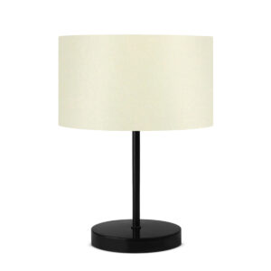 GloboStar® LARA 204-0075 Μοντέρνο Eπιτραπέζιο Φωτιστικό Μονόφωτο 1 x E27 IP20 Μαύρο Μέταλλο με Μπεζ Ύφασμα – Μ24 x Π24 x Υ35cm