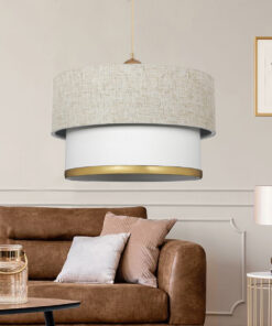 GloboStar® FOCUS 204-0100 Μοντέρνο Κρεμαστό Φωτιστικό Kαπέλο Μονόφωτο 1 x E27 IP20 Λευκό Ύφασμα – Μ30 x Π30 x Υ70cm