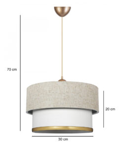 GloboStar® FOCUS 204-0100 Μοντέρνο Κρεμαστό Φωτιστικό Kαπέλο Μονόφωτο 1 x E27 IP20 Λευκό Ύφασμα – Μ30 x Π30 x Υ70cm